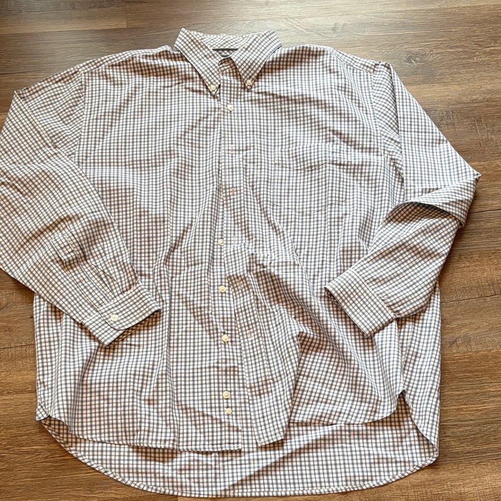 Bass Men's Blue and White Plaid Shirt